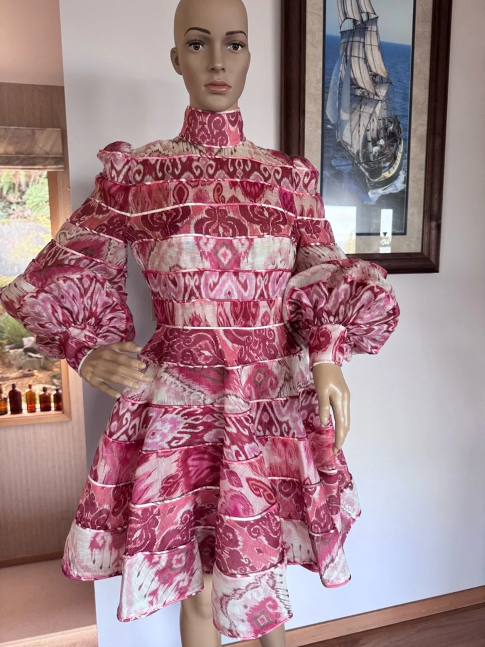 Zimmermann Wavelength Spliced Print Mini Dress Size AU 1 (US 4-6) Small. - Picture 4 of 16